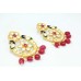 Designer dangle peacock bali Earrings Gold Plated uncut white red bead Stones